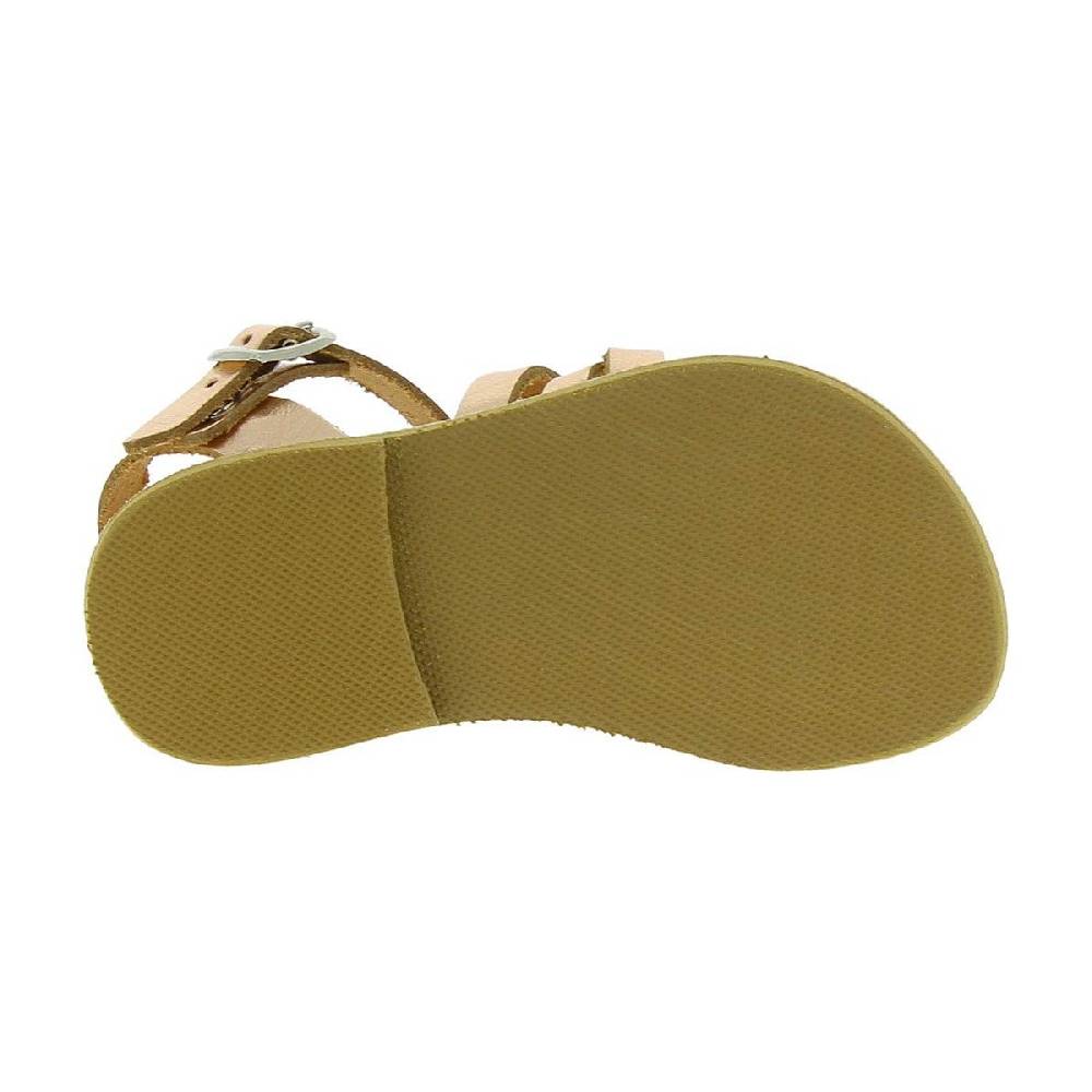 Lartigiano Del Cuoio Sandali intrecciati gladiatore da bambina in pelle di vitello laminata oro rosa chiusura con fibbia Ritorno libero