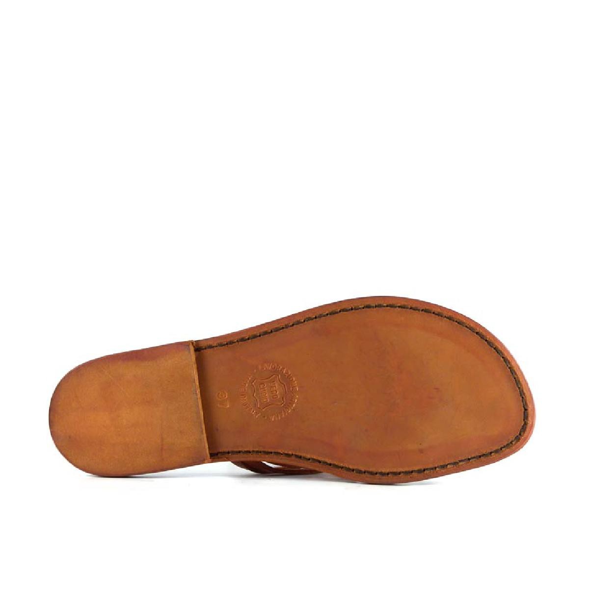 Lartigiano Del Cuoio Infradito intrecciati da donna fatti a mano in pelle arancio con suola in cuoio Offerta temporanea