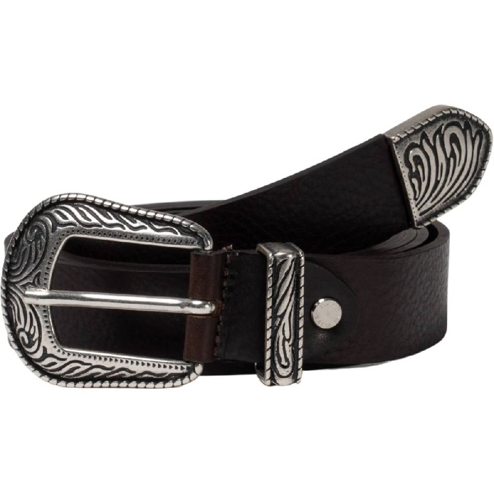 Lartigiano Del Cuoio Cintura western donna in pelle marrone con puntale in metallo inciso Fino al 50% di sconto