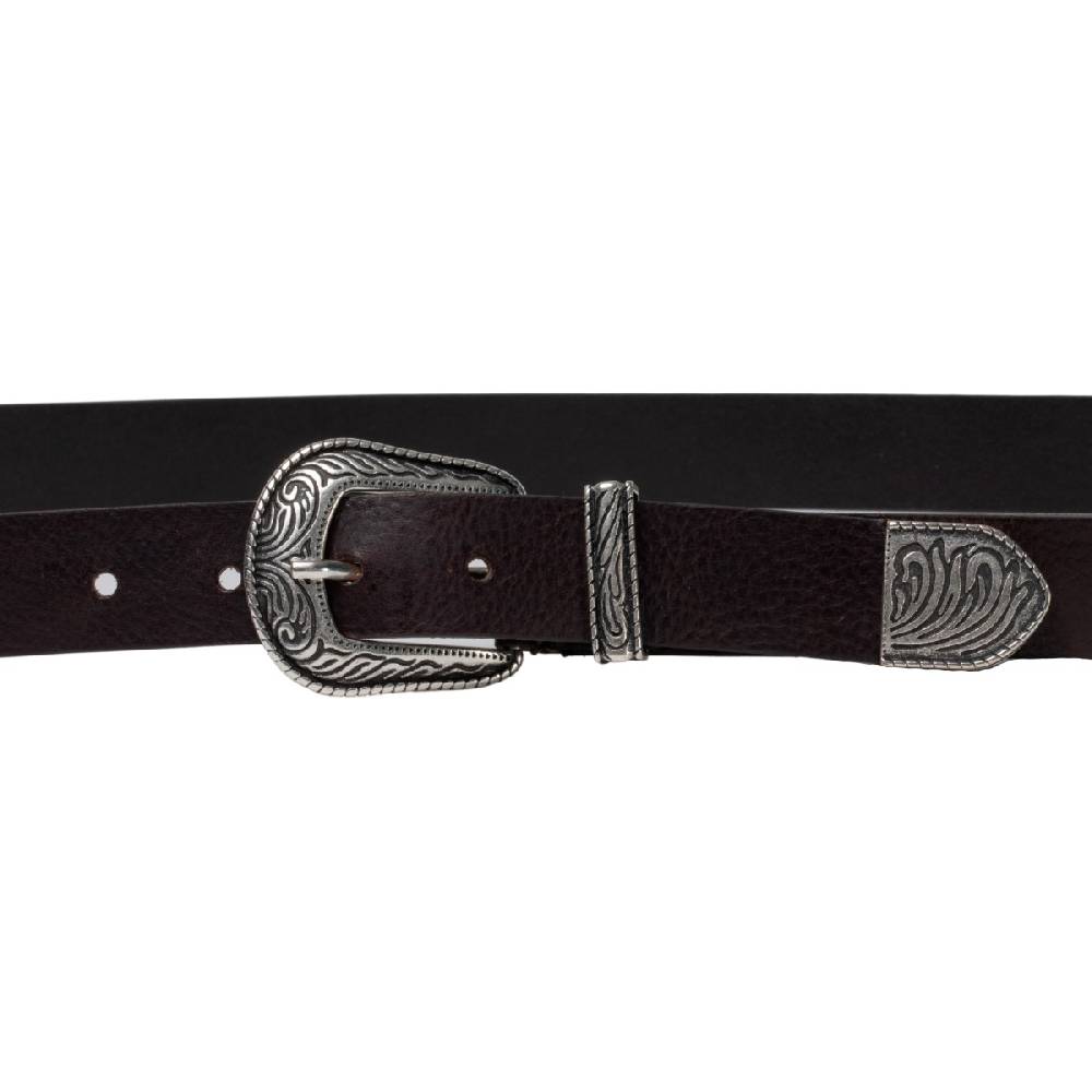 Lartigiano Del Cuoio Cintura western donna in pelle marrone con puntale in metallo inciso Fino al 50% di sconto