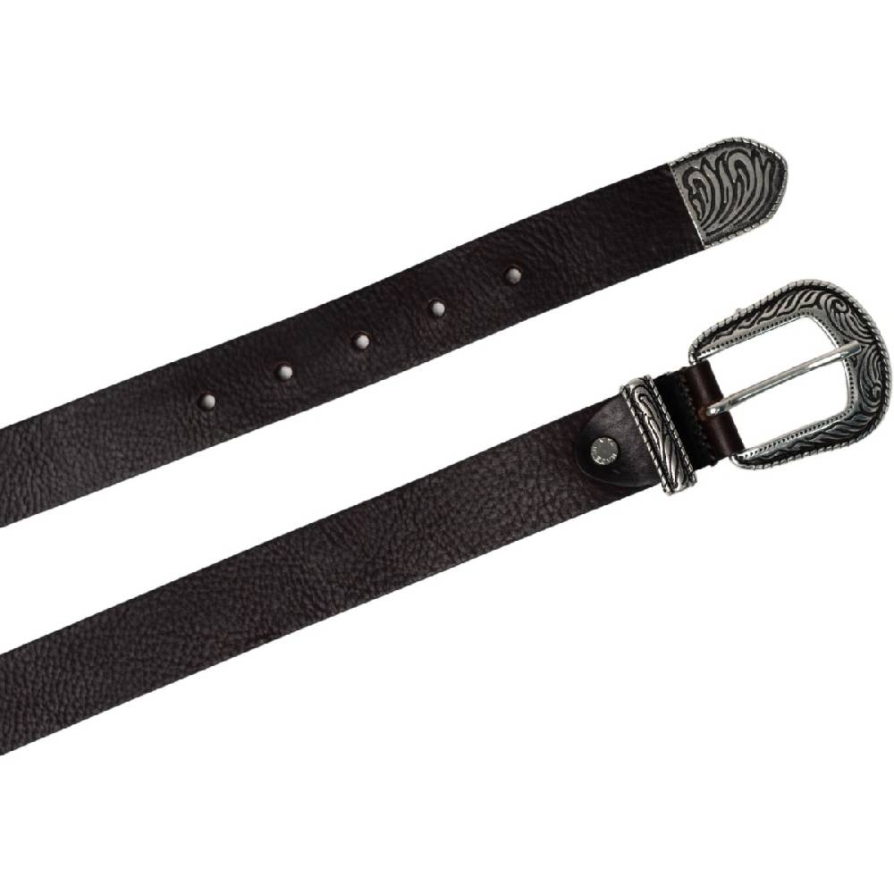 Lartigiano Del Cuoio Cintura western donna in pelle marrone con puntale in metallo inciso Fino al 50% di sconto