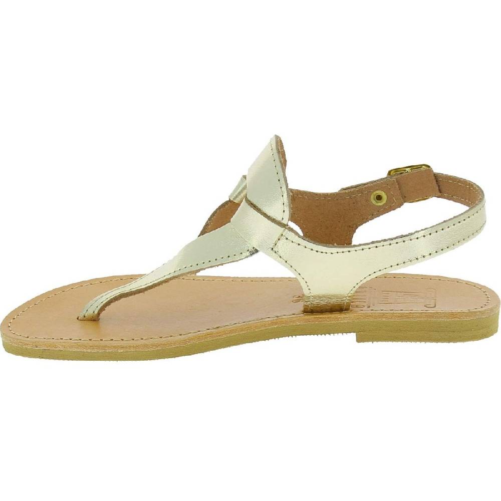 Lartigiano Del Cuoio Sandali infradito a goccia da donna fatti a mano in pelle di vitello laminata oro Italia