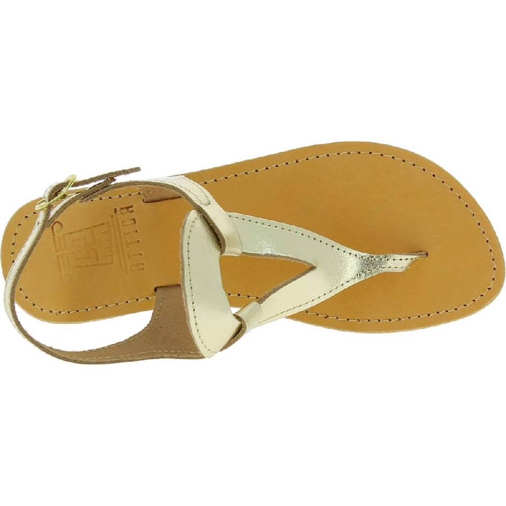 Lartigiano Del Cuoio Sandali infradito a goccia da donna fatti a mano in pelle di vitello laminata oro Italia