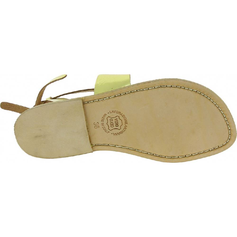 Lartigiano Del Cuoio Sandali donna fatti a mano in pelle laminata colore oro Prezzo Ridotto