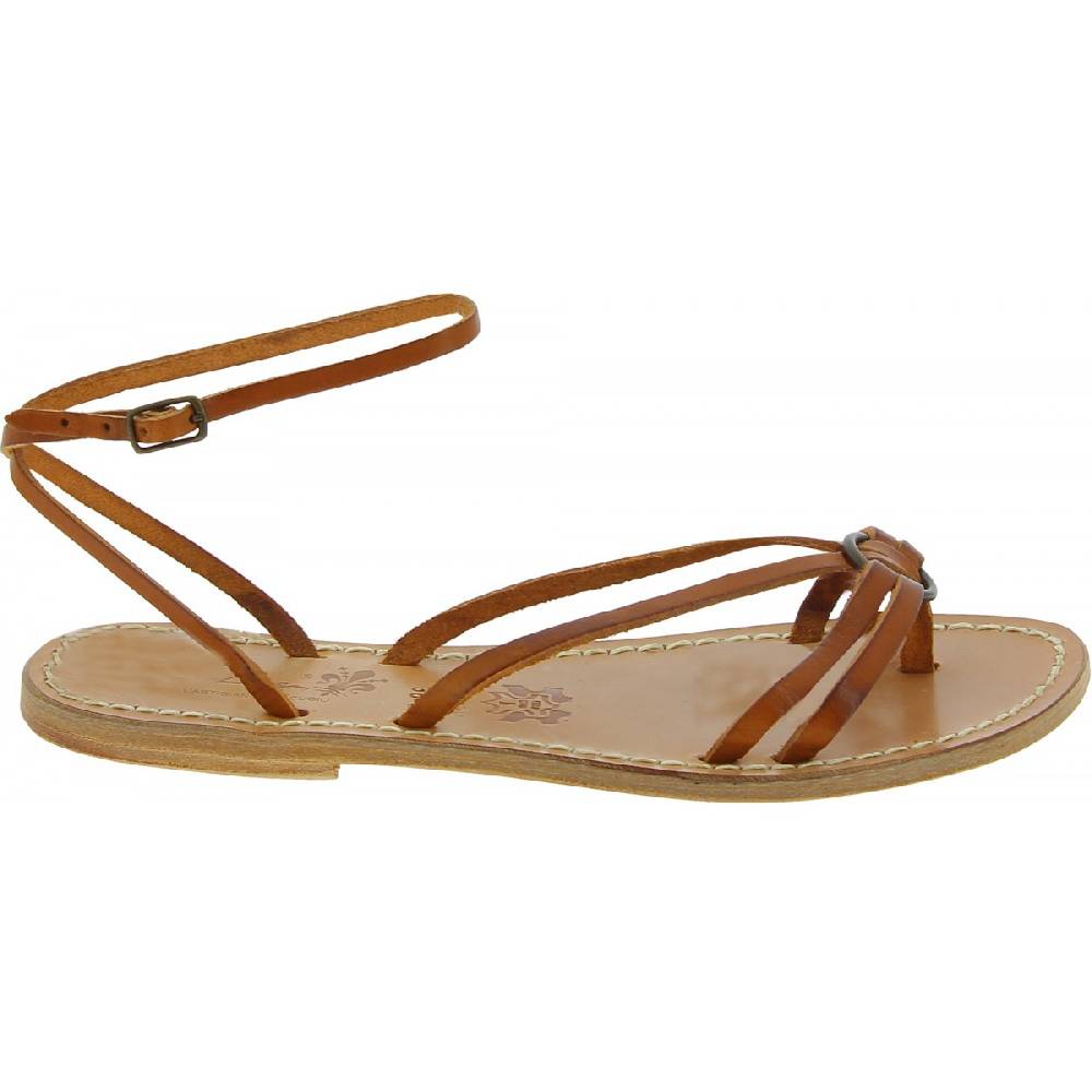 Lartigiano Del Cuoio Sandali infradito in pelle color cuoio da donna fatti a mano Sottocosto