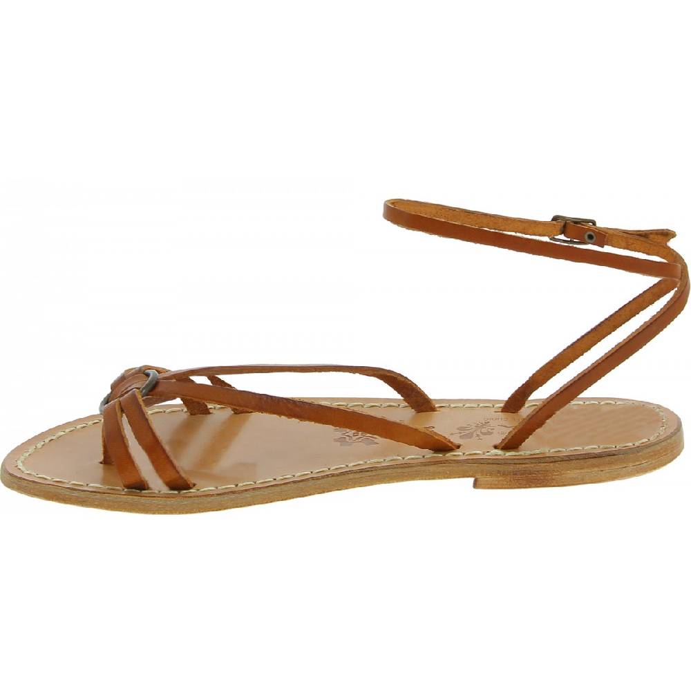 Lartigiano Del Cuoio Sandali infradito in pelle color cuoio da donna fatti a mano Sottocosto