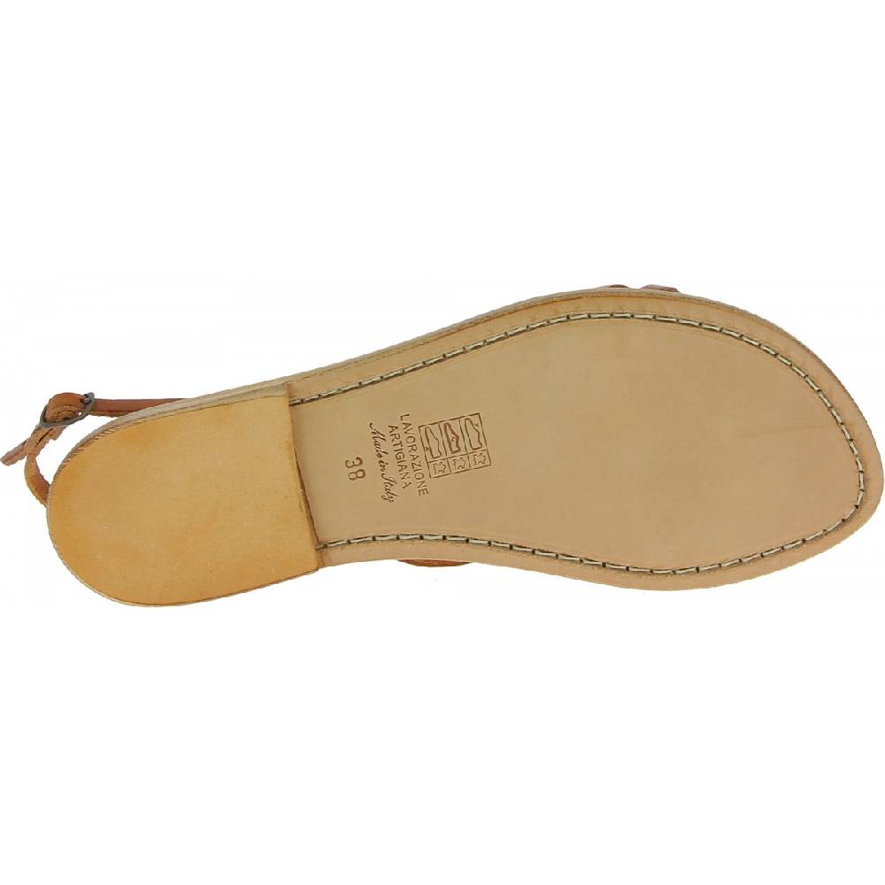 Lartigiano Del Cuoio Sandali infradito in pelle color cuoio da donna fatti a mano Sottocosto