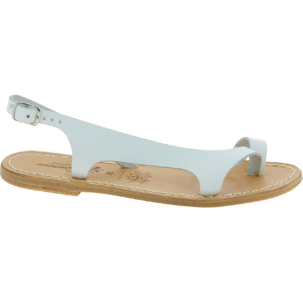 Lartigiano Del Cuoio Sandali infradito da donna in pelle bianca artigianali Sconto