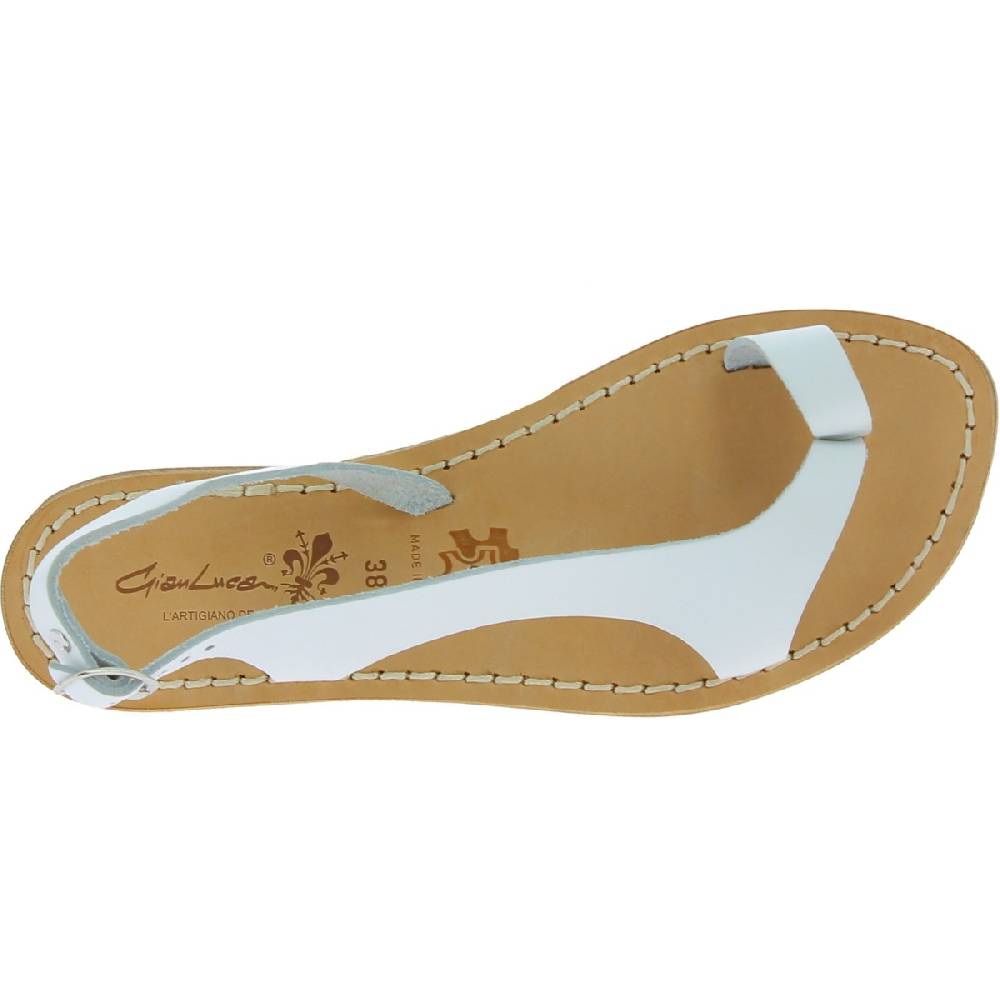 Lartigiano Del Cuoio Sandali infradito da donna in pelle bianca artigianali Sconto