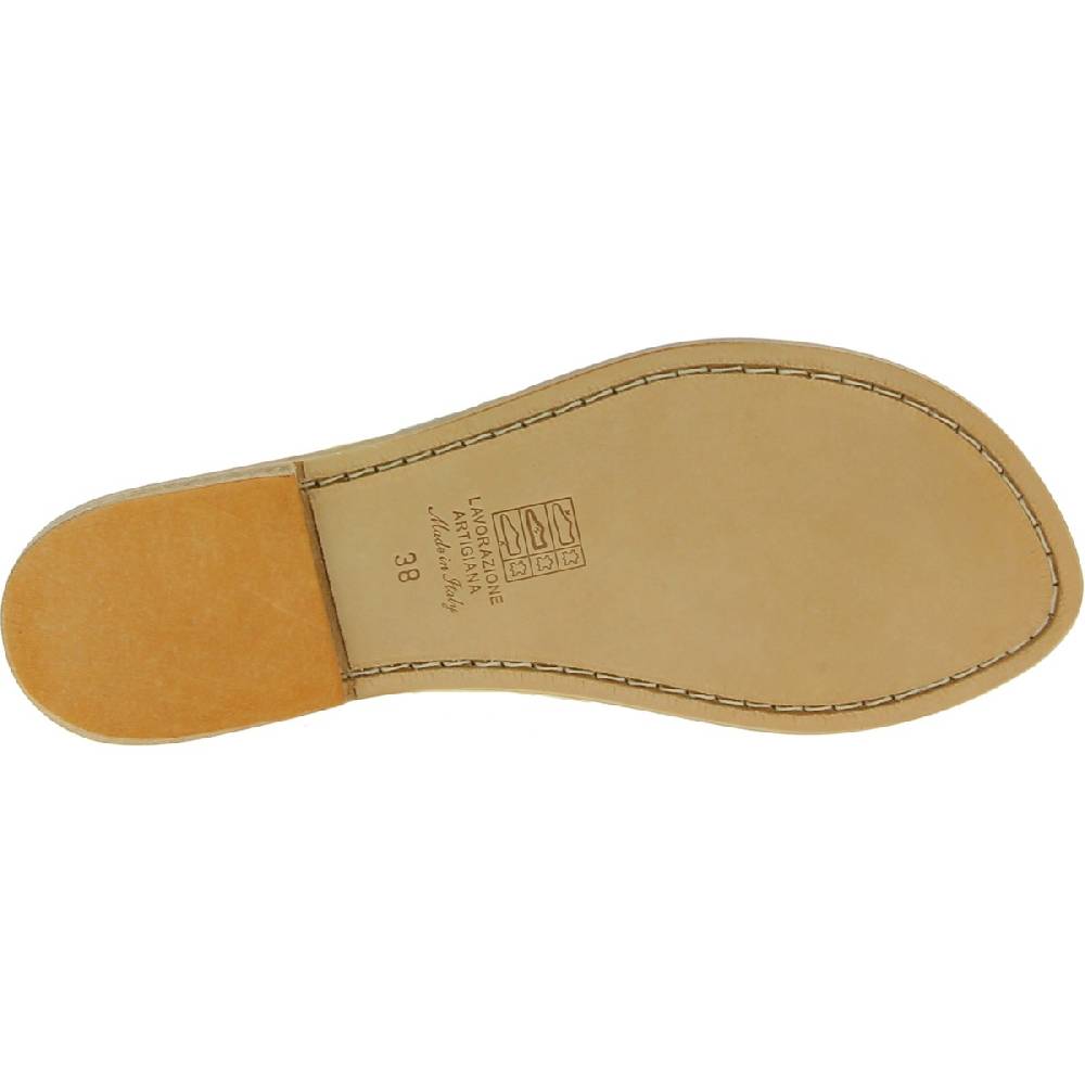 Lartigiano Del Cuoio Sandali infradito da donna in pelle bianca artigianali Sconto