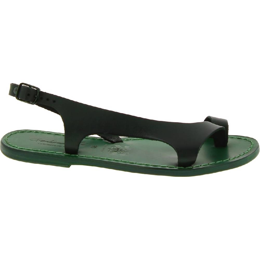 Lartigiano Del Cuoio Sandali infradito da donna artigianali in pelle verde Offerta