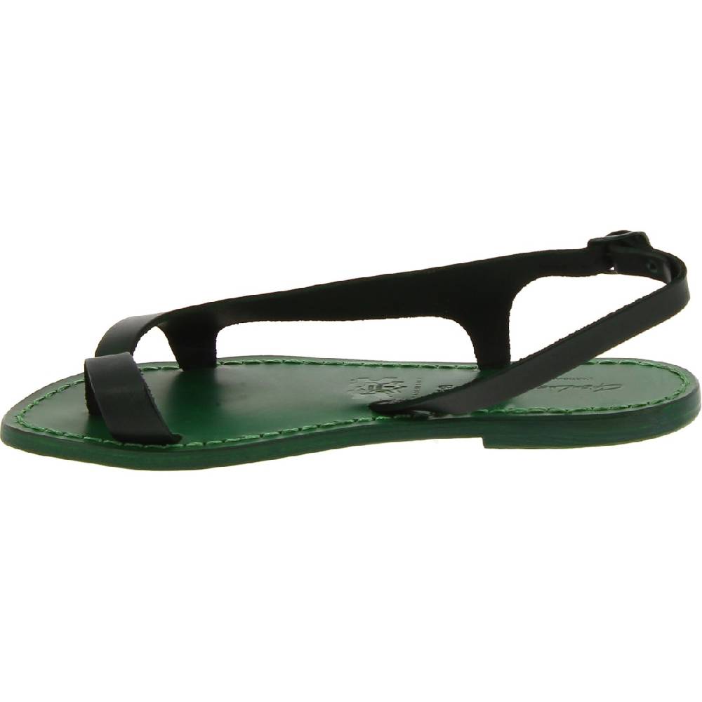 Lartigiano Del Cuoio Sandali infradito da donna artigianali in pelle verde Offerta