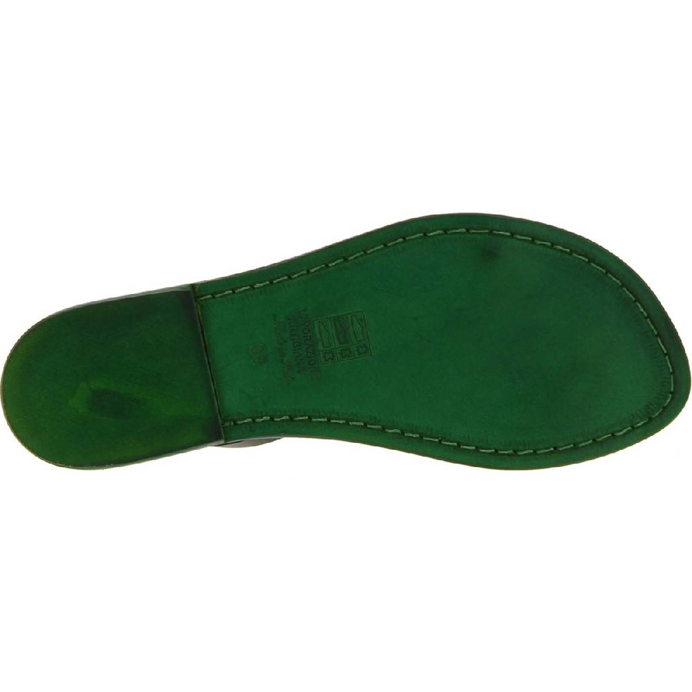 Lartigiano Del Cuoio Sandali infradito da donna artigianali in pelle verde Offerta