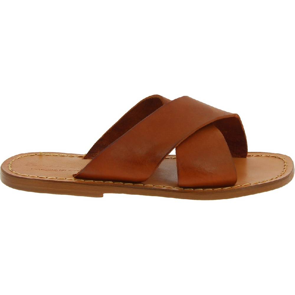 Lartigiano Del Cuoio Ciabatte da uomo in pelle color cuoio realizzata a mano in Italia Vendite Flash