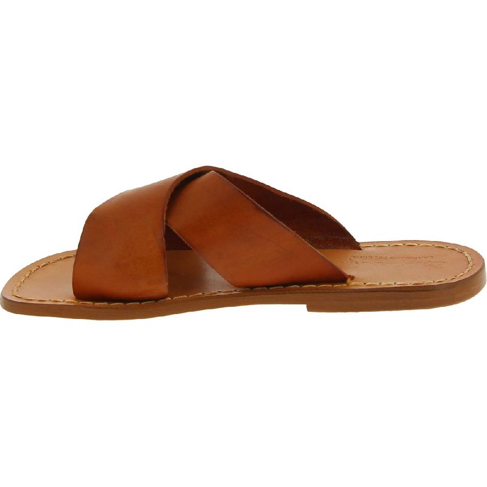 Lartigiano Del Cuoio Ciabatte da uomo in pelle color cuoio realizzata a mano in Italia Vendite Flash