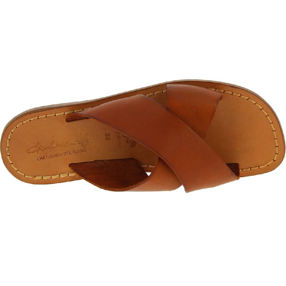 Lartigiano Del Cuoio Ciabatte da uomo in pelle color cuoio realizzata a mano in Italia Vendite Flash