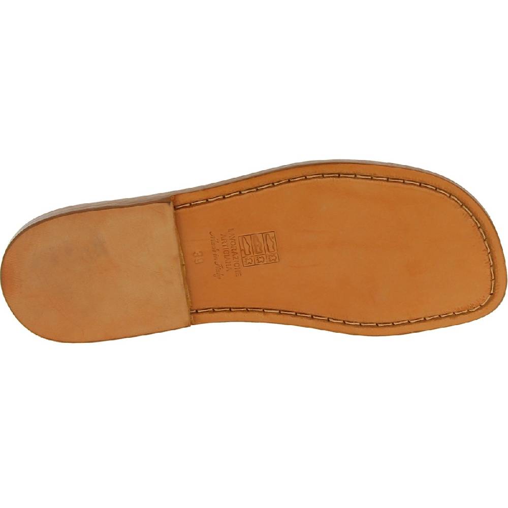 Lartigiano Del Cuoio Ciabatte da uomo in pelle color cuoio realizzata a mano in Italia Vendite Flash