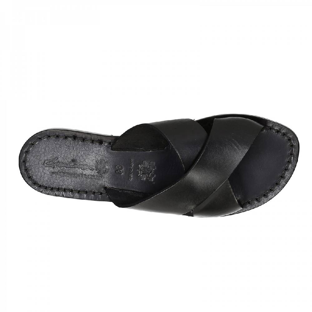 Lartigiano Del Cuoio Ciabatte donna in pelle nera fatte a mano Online Outlet