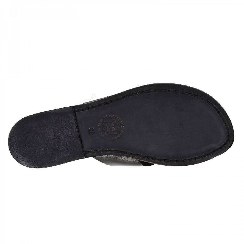 Lartigiano Del Cuoio Ciabatte donna in pelle nera fatte a mano Online Outlet