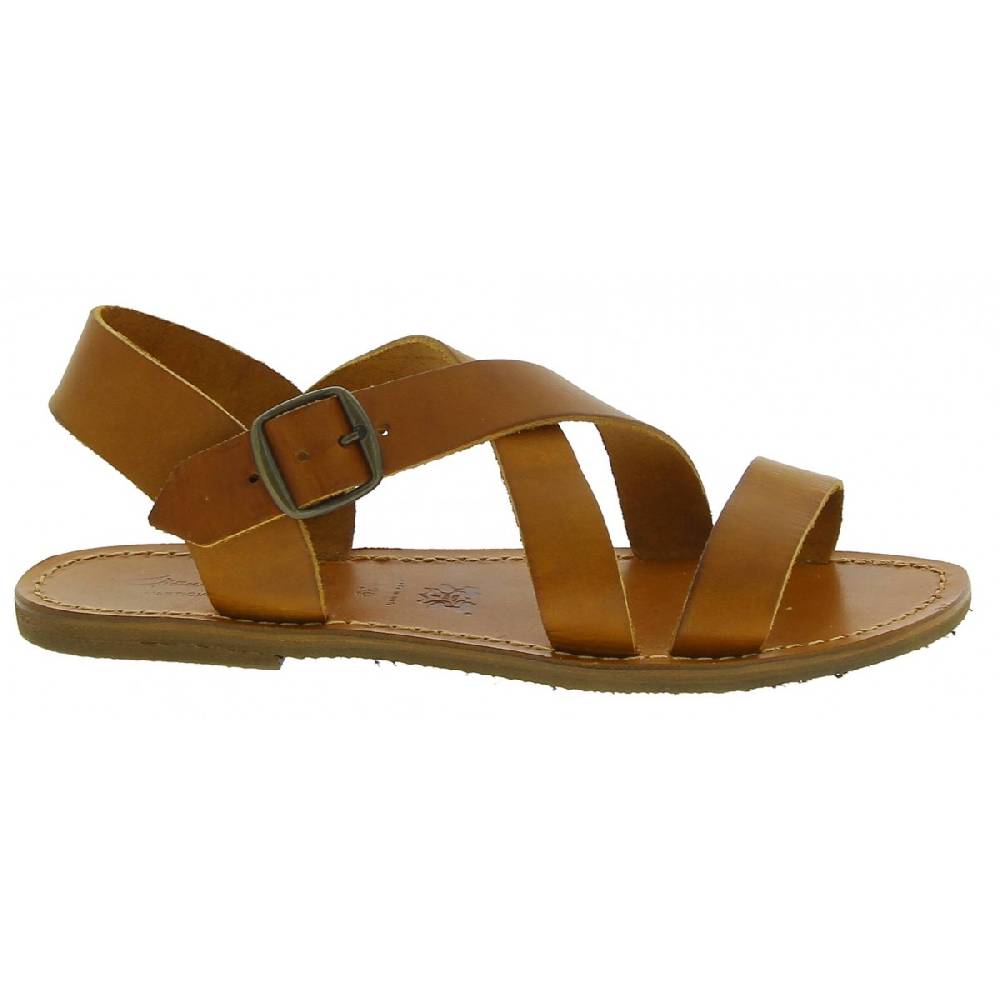 Lartigiano Del Cuoio Sandali alla francescana donna in pelle color cuoio artigianali 2025