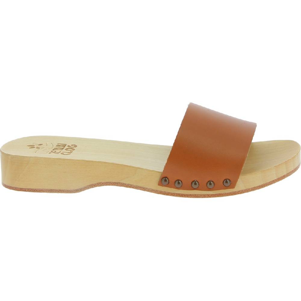Lartigiano Del Cuoio Zoccoli in legno da uomo con fascia in pelle color cuoio Rilascio limitato