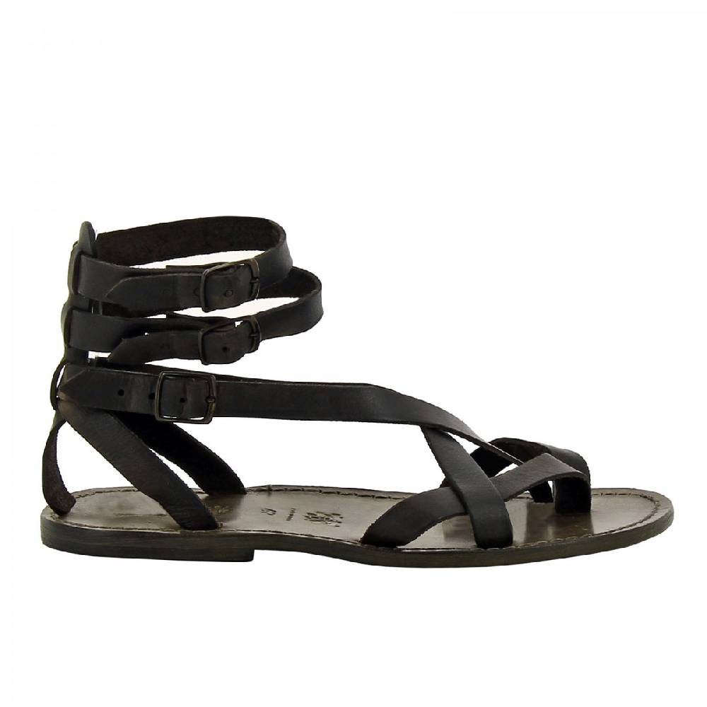 Lartigiano Del Cuoio Sandalo gladiatore uomo in pelle nero Outlet