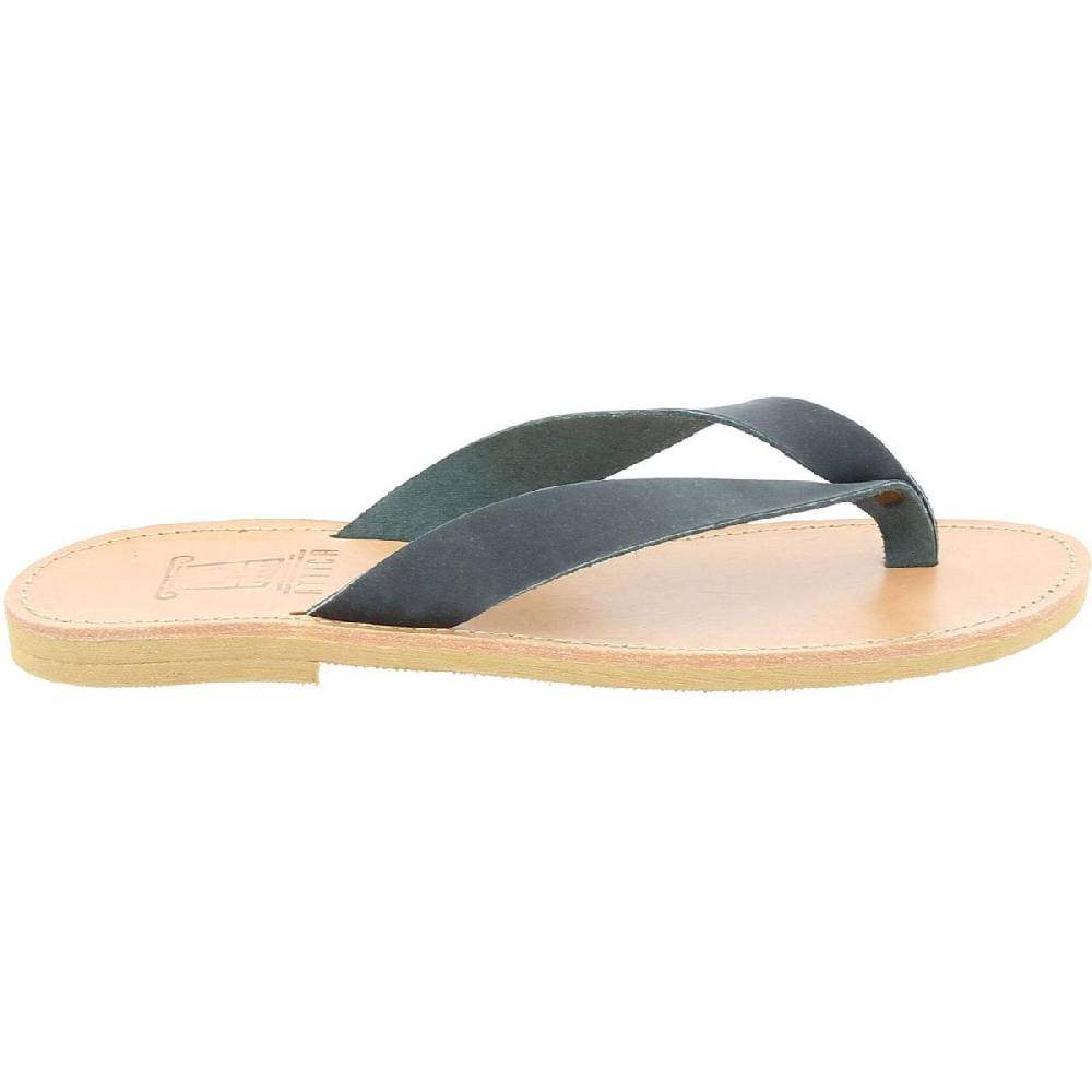 Lartigiano Del Cuoio Sandali infradito slip-on da uomo in pelle nabuk nera fatti a mano Offerte