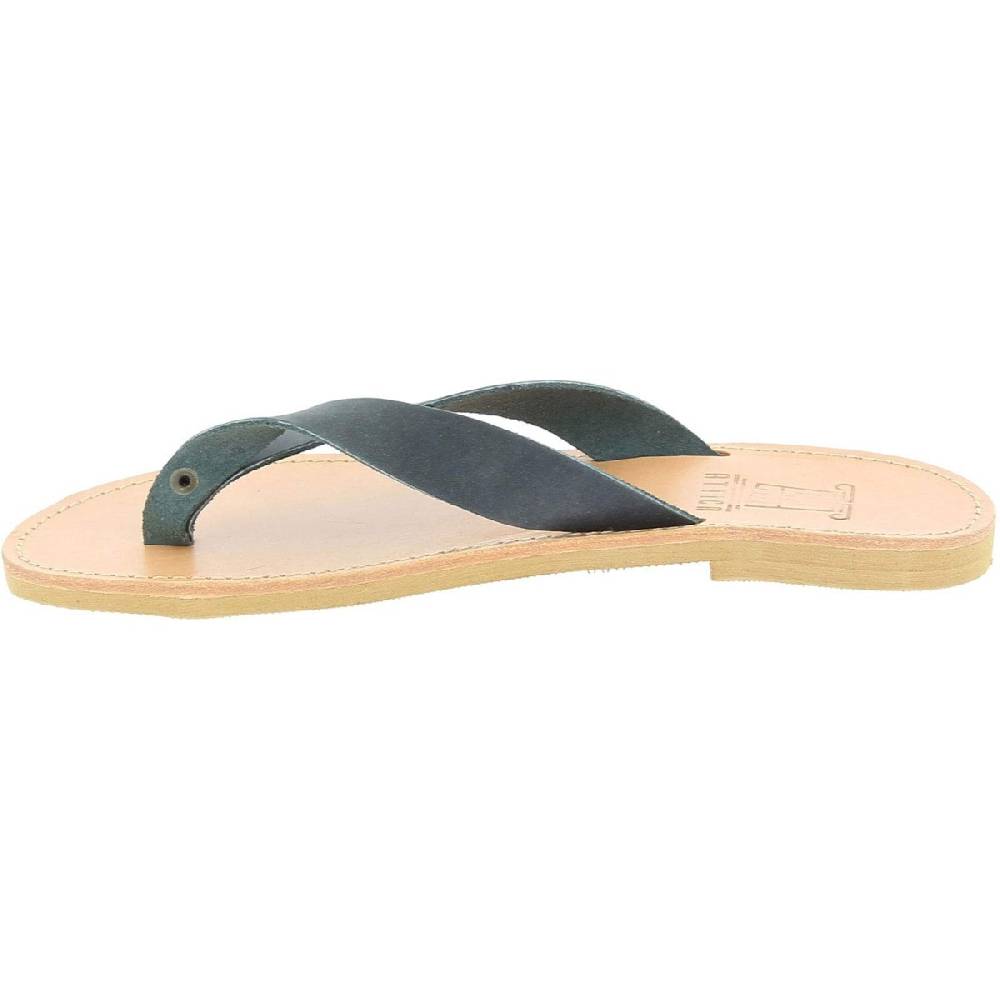 Lartigiano Del Cuoio Sandali infradito slip-on da uomo in pelle nabuk nera fatti a mano Offerte