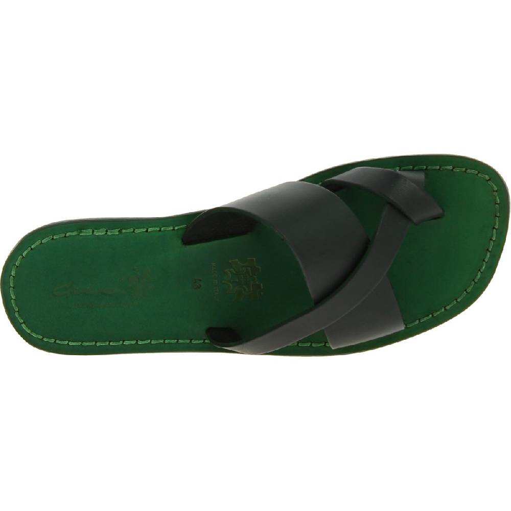 Lartigiano Del Cuoio Ciabatte a infradito in pelle verde intrecciata sull'alluce Vendite Flash