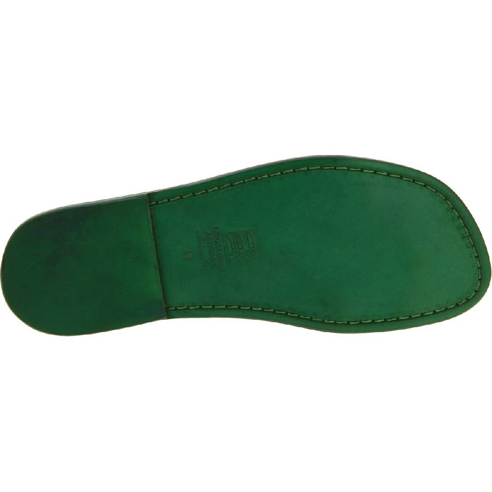 Lartigiano Del Cuoio Ciabatte a infradito in pelle verde intrecciata sull'alluce Vendite Flash