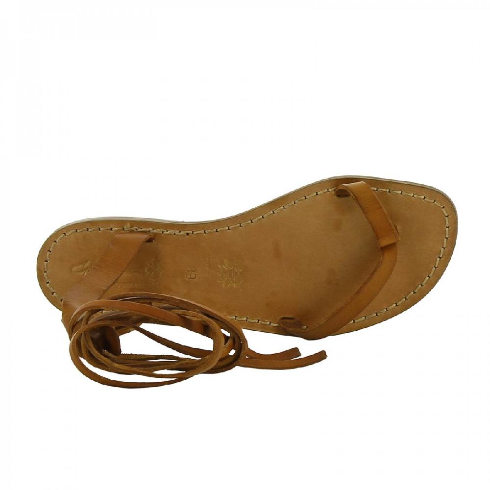 Lartigiano Del Cuoio Sandali schiava bassi fatte a mano in pelle color cuoio Moda