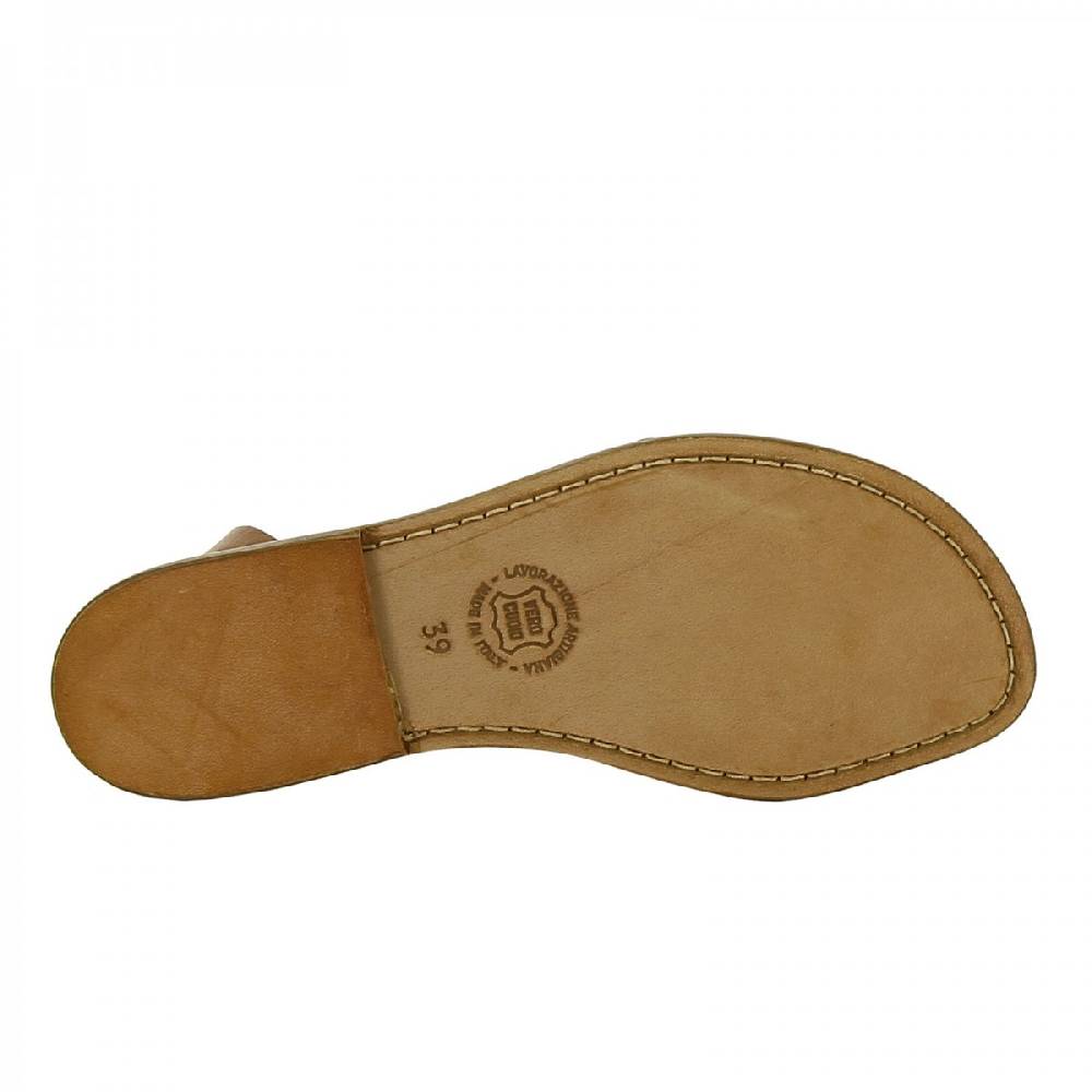 Lartigiano Del Cuoio Sandali schiava bassi fatte a mano in pelle color cuoio Moda