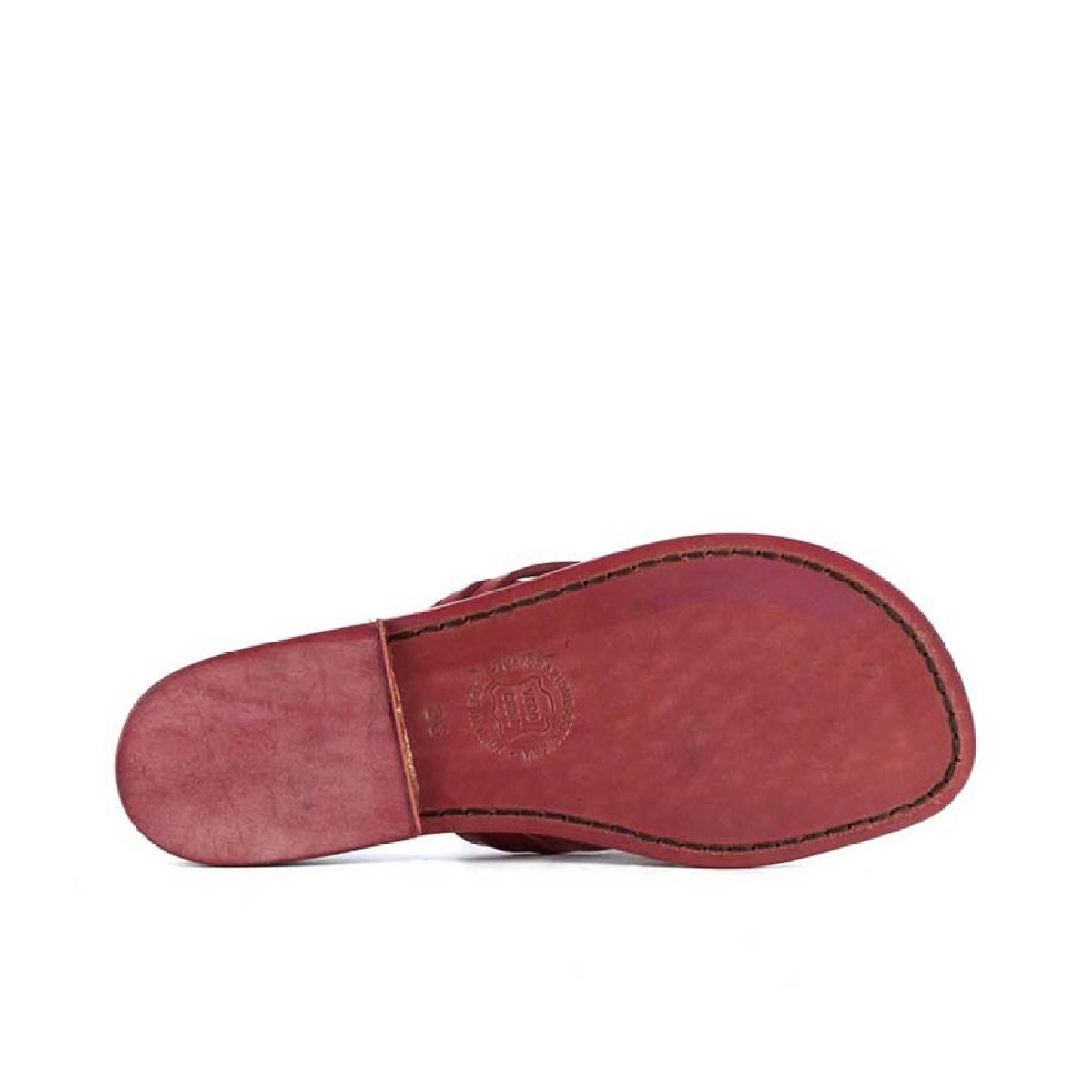 Lartigiano Del Cuoio Infradito donna fatti a mano in pelle intrecciata rosso con suola in cuoio Sconti questo mese