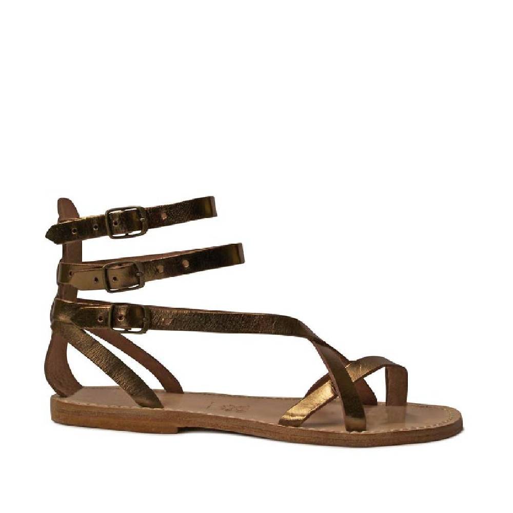 Lartigiano Del Cuoio Sandali gladiatore fatti a mano in pelle laminata bronzo Qualità