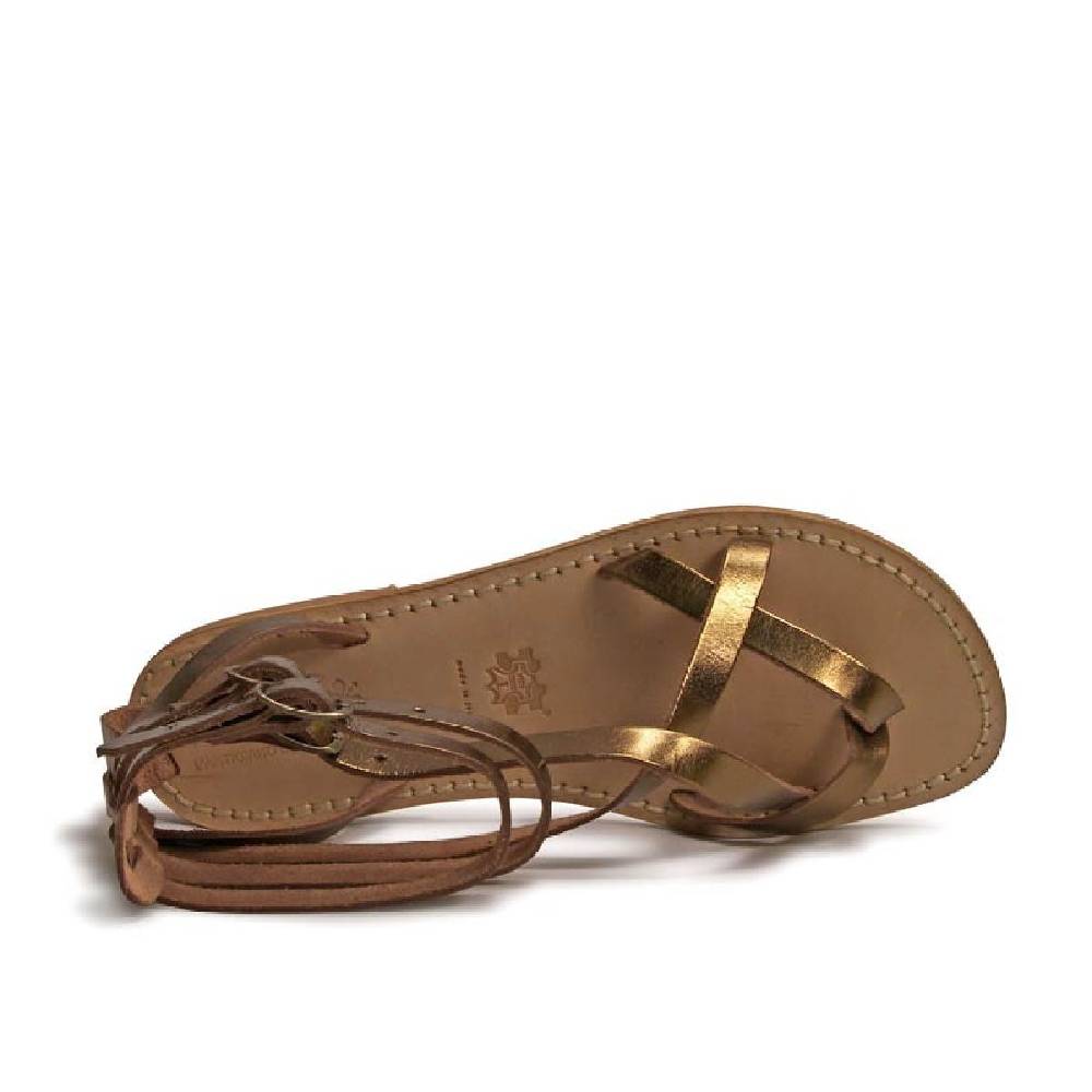 Lartigiano Del Cuoio Sandali gladiatore fatti a mano in pelle laminata bronzo Qualità