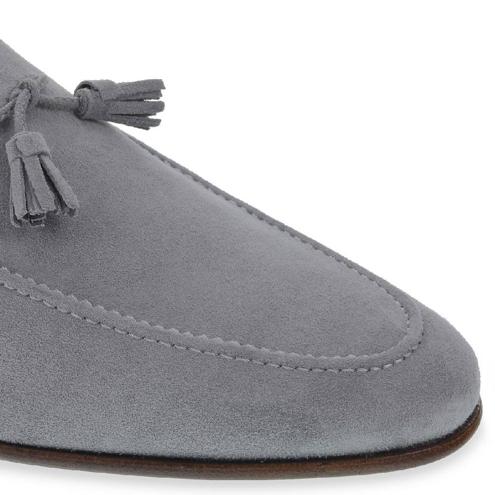 Lartigiano Del Cuoio Mocassino in camoscio grigio con nappine fatto a mano da Fratelli Borgioli Fino Al -60%