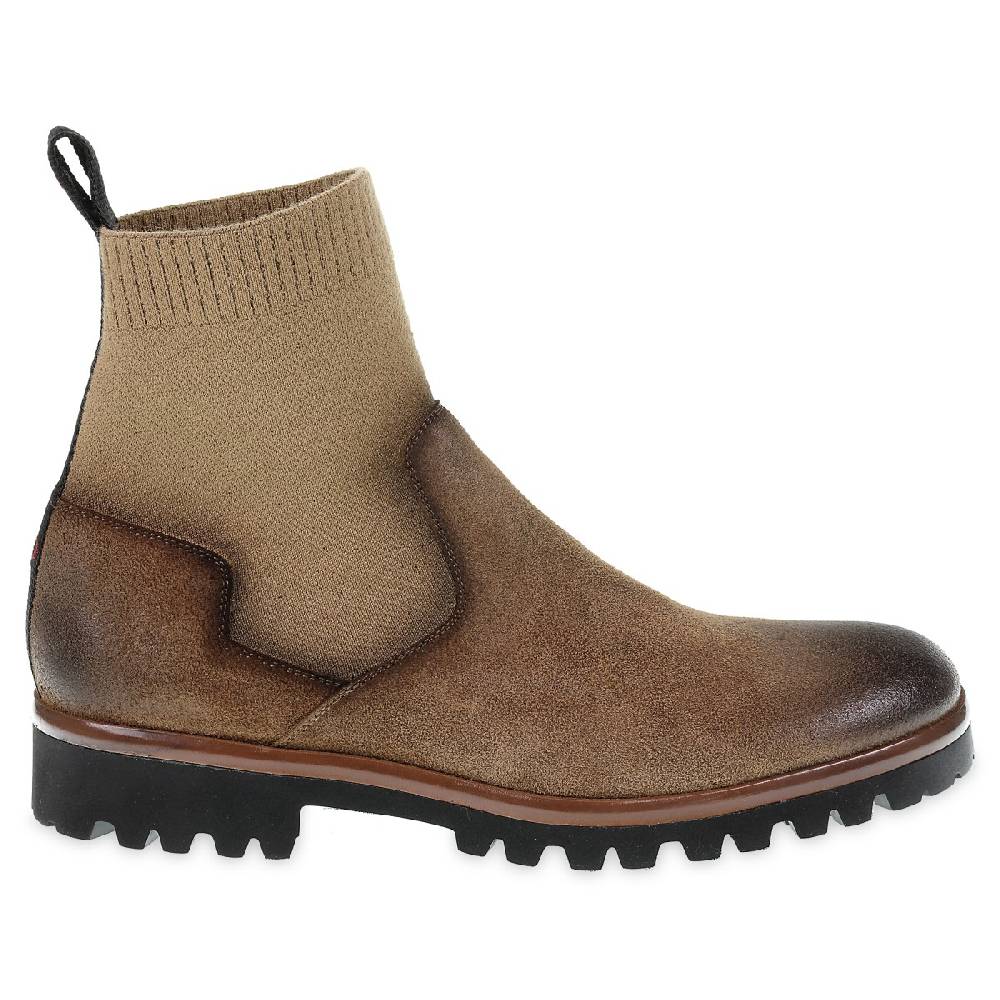 Lartigiano Del Cuoio Chelsea in camoscio marrone ingrassato e cashmere - Fratelli Borgioli Sottocosto