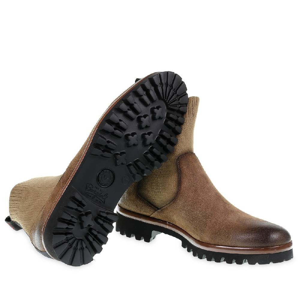 Lartigiano Del Cuoio Chelsea in camoscio marrone ingrassato e cashmere - Fratelli Borgioli Sottocosto
