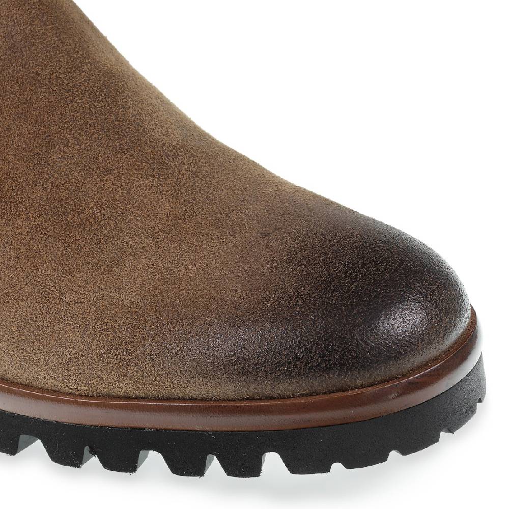 Lartigiano Del Cuoio Chelsea in camoscio marrone ingrassato e cashmere - Fratelli Borgioli Sottocosto
