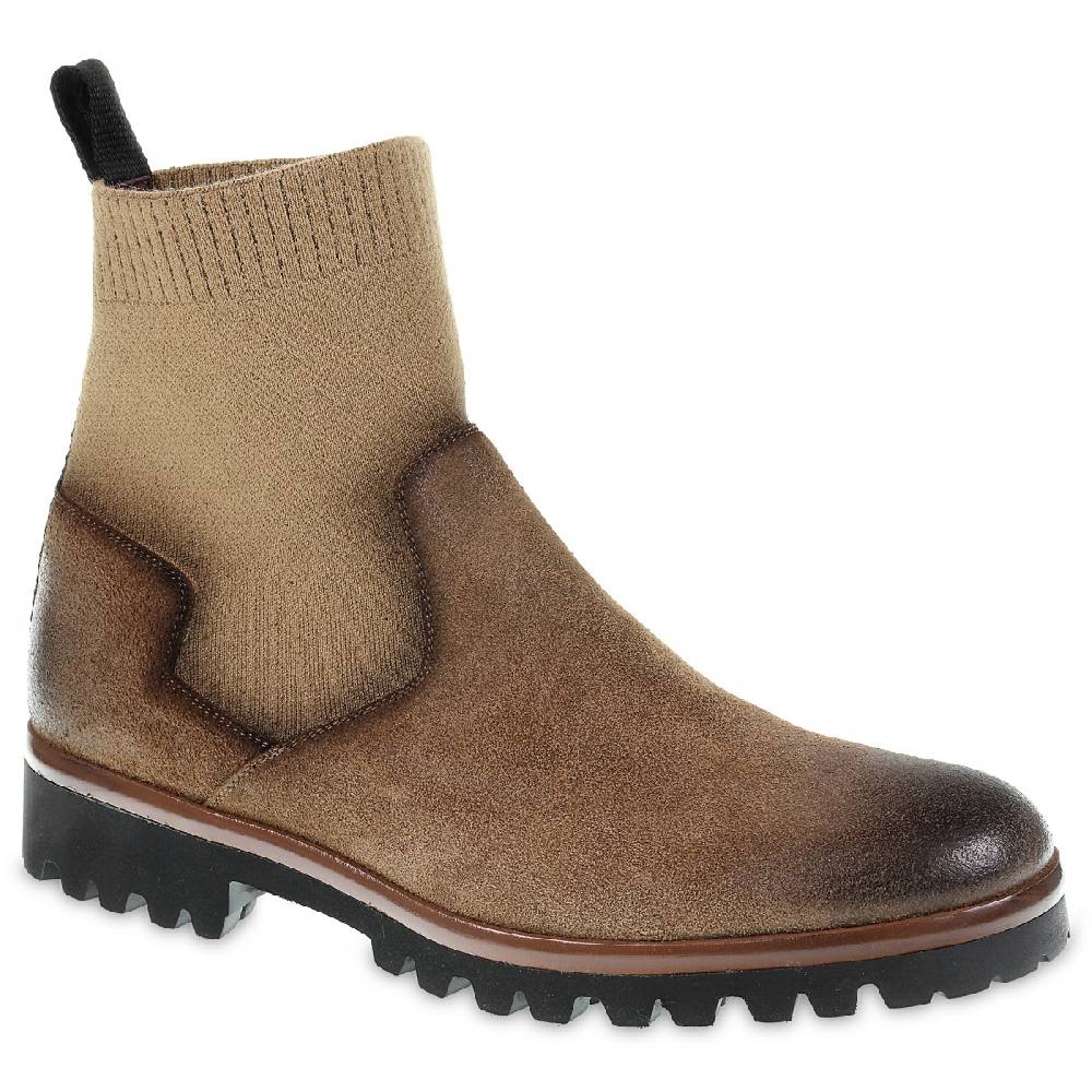 Lartigiano Del Cuoio Chelsea in camoscio marrone ingrassato e cashmere - Fratelli Borgioli Sottocosto