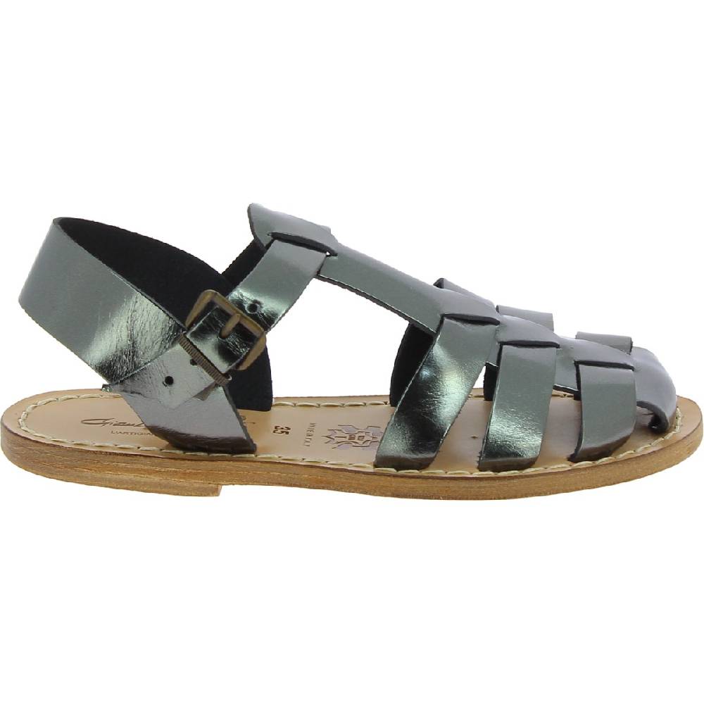 Lartigiano Del Cuoio Sandali da donna in pelle color titanio fatti a mano in Italia Sconto