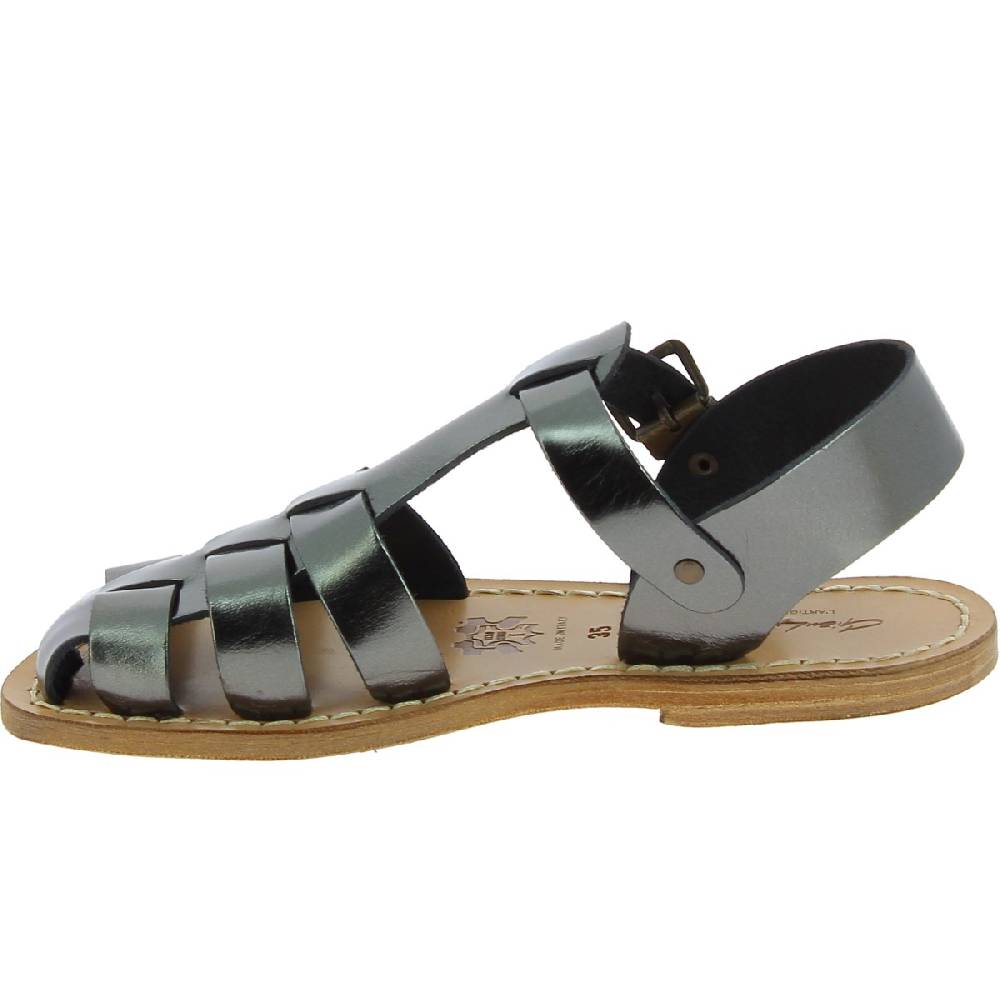 Lartigiano Del Cuoio Sandali da donna in pelle color titanio fatti a mano in Italia Sconto