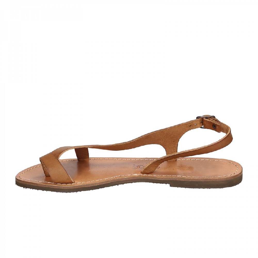 Lartigiano Del Cuoio Sandali infradito artigianali da donna in pelle color cuoio Offerta