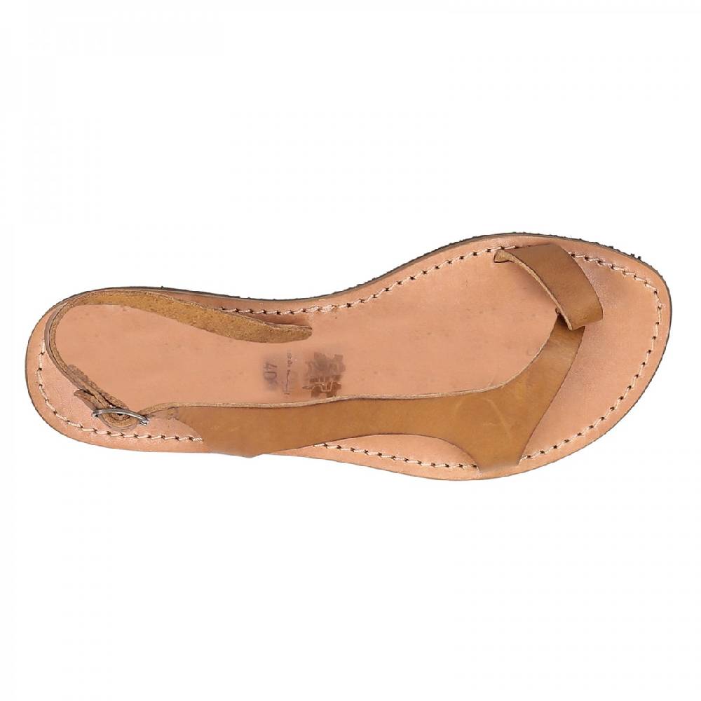 Lartigiano Del Cuoio Sandali infradito artigianali da donna in pelle color cuoio Offerta