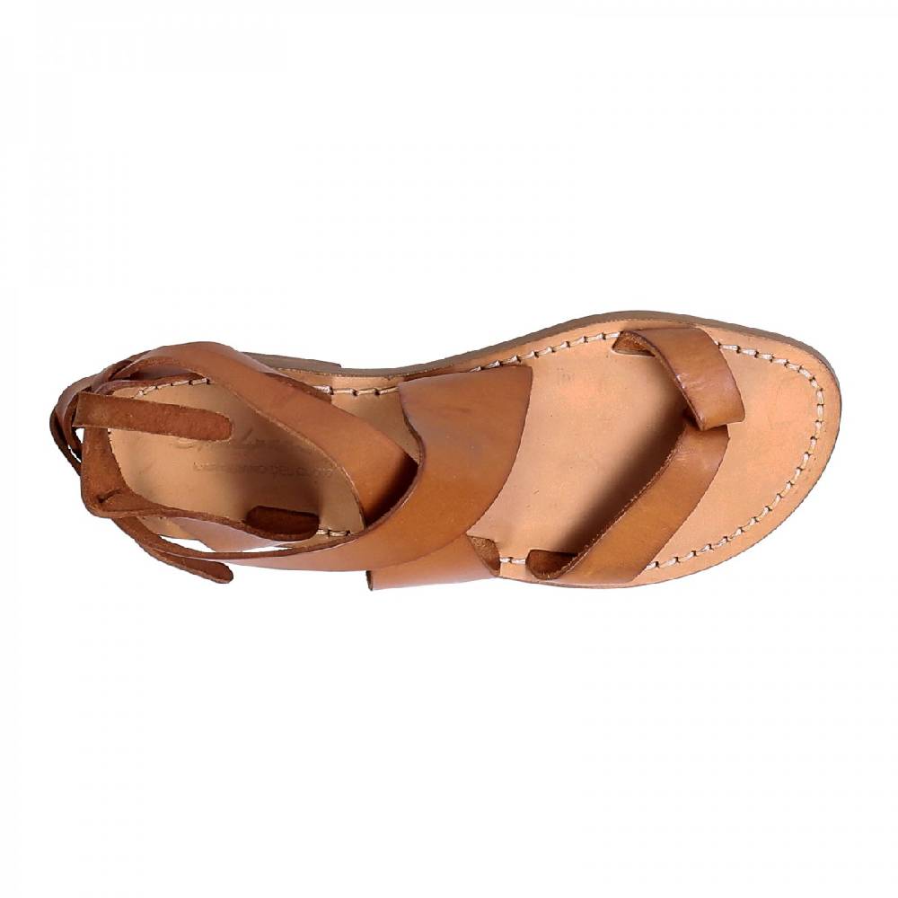 Lartigiano Del Cuoio Sandali donna fatti a mano in pelle colore cuoio In Vendita