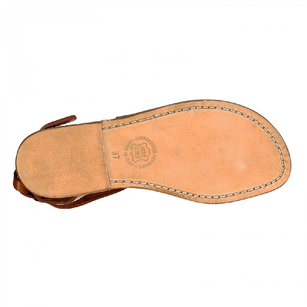 Lartigiano Del Cuoio Sandali donna fatti a mano in pelle colore cuoio In Vendita