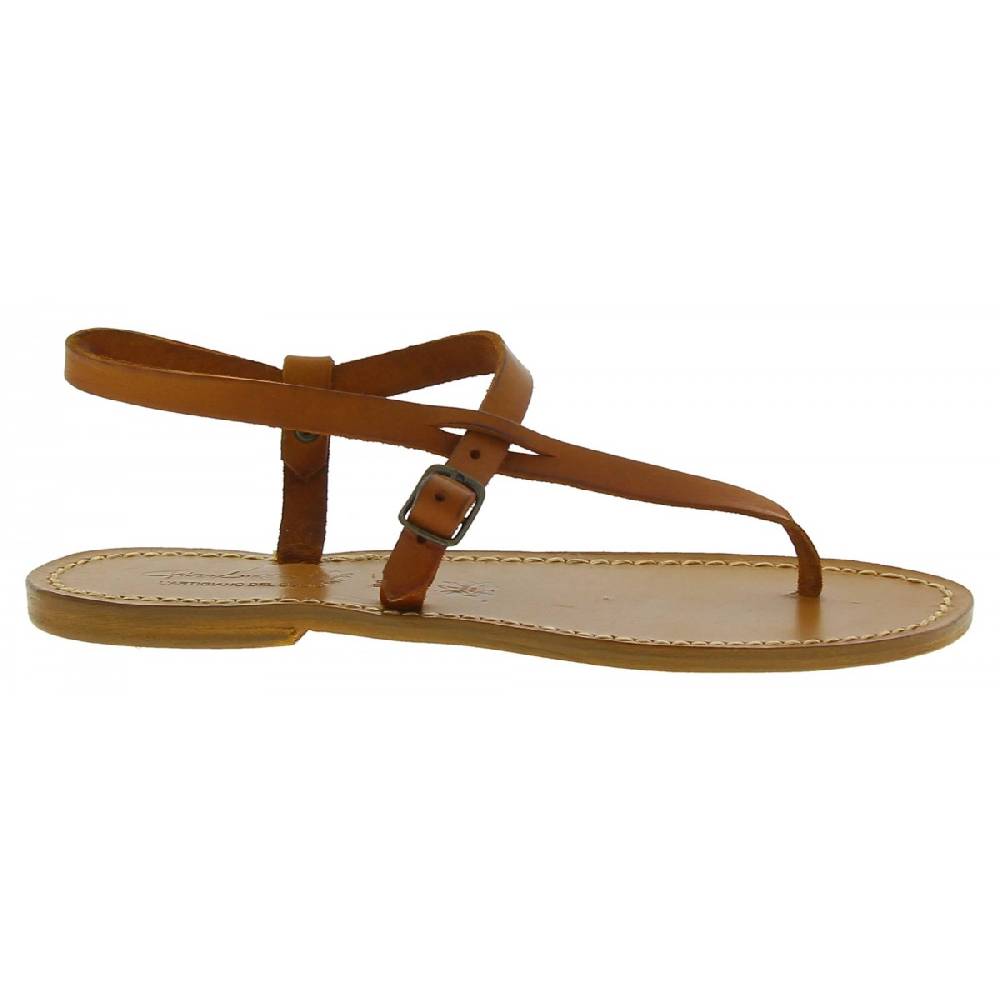 Lartigiano Del Cuoio Sandali infradito artigianali da donna in pelle color cuoio Saldi