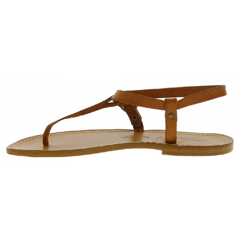 Lartigiano Del Cuoio Sandali infradito artigianali da donna in pelle color cuoio Saldi