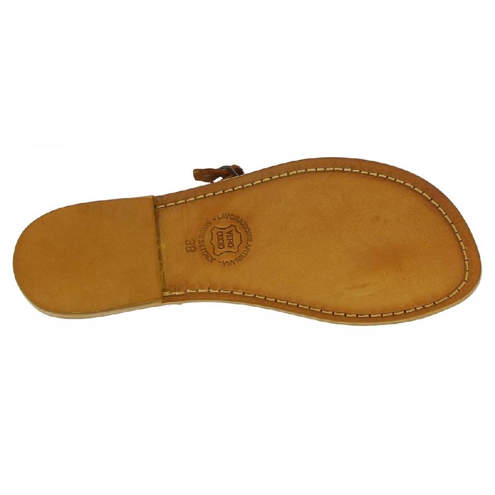 Lartigiano Del Cuoio Sandali infradito artigianali da donna in pelle color cuoio Saldi