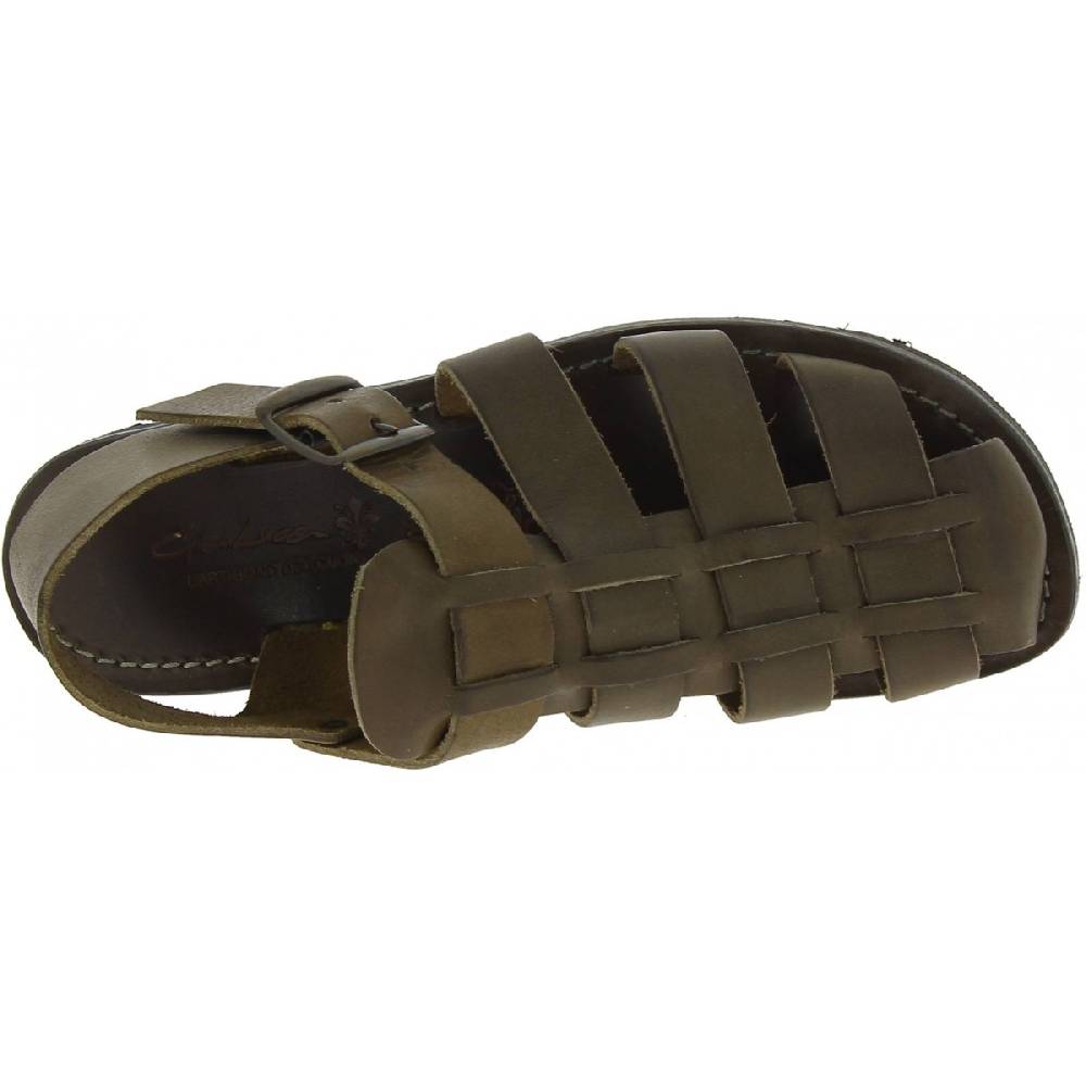 Lartigiano Del Cuoio Sandali uomo fatti a mano in pelle color fango suola gomma spessa In Saldo